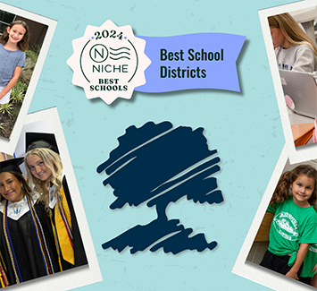  Four student pictures surround the Rockwood tree logo and the 2024 Niche Best School District logo.